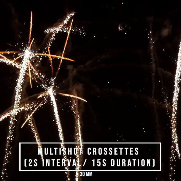 30mm Crossettes – Ricasa Fireworks / Batería multidisparo de 30mm